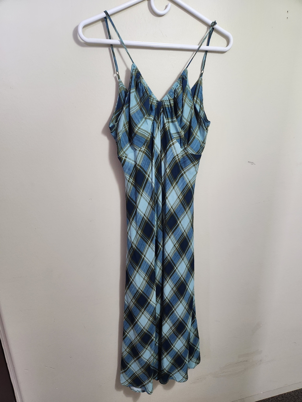 wild fable Blue Plaid Satin Slip Dress